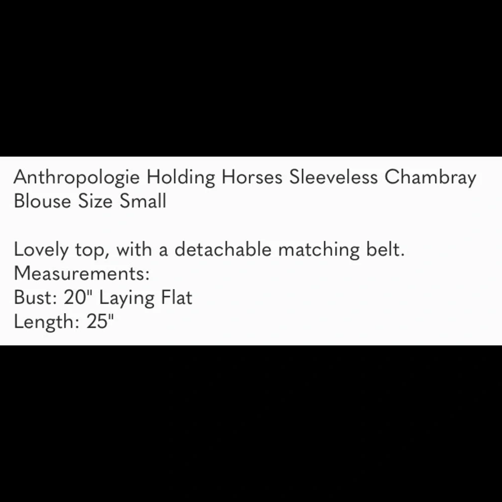 Free when bundled! Anthro Holding Horses Sleeveless Chambray Blouse - Picture 9 of 9